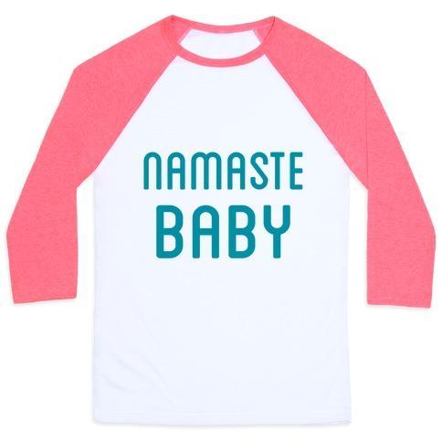 Virgin Teez  Baseball Tee Unisex Classic Baseball Tee / x-small / White/Neon Pink NAMASTE BABY UNISEX CLASSIC BASEBALL TEE