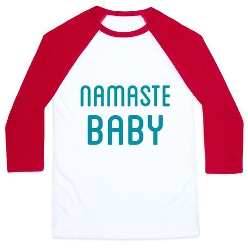 Virgin Teez  Baseball Tee Unisex Classic Baseball Tee / x-small / White/Red NAMASTE BABY UNISEX CLASSIC BASEBALL TEE
