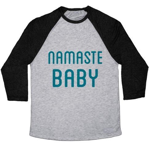 Virgin Teez  Baseball Tee Unisex Tri-Blend Baseball Tee / small / Athletic Gray / Black NAMASTE BABY UNISEX TRI-BLEND BASEBALL TEE
