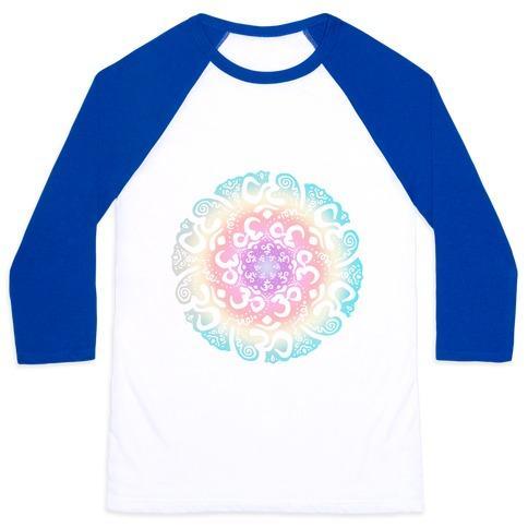 Virgin Teez  Baseball Tee Unisex Classic Baseball Tee / x-small / White/Blue NAMASTE MANDALA UNISEX CLASSIC BASEBALL TEE
