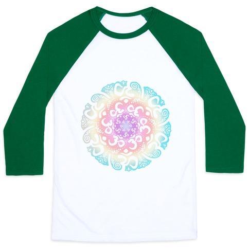 Virgin Teez  Baseball Tee Unisex Classic Baseball Tee / x-small / White/Dark Green NAMASTE MANDALA UNISEX CLASSIC BASEBALL TEE