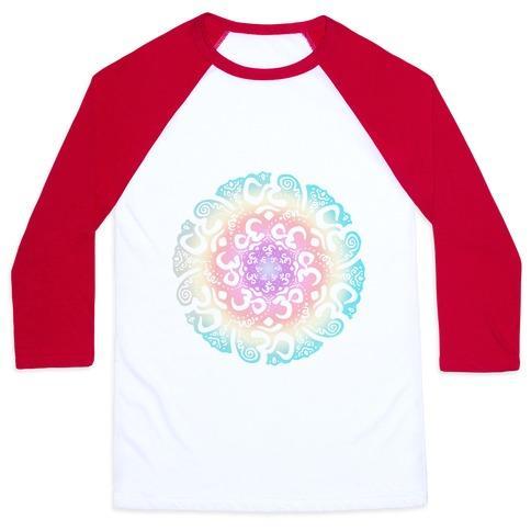 Virgin Teez  Baseball Tee Unisex Classic Baseball Tee / x-small / White/Red NAMASTE MANDALA UNISEX CLASSIC BASEBALL TEE