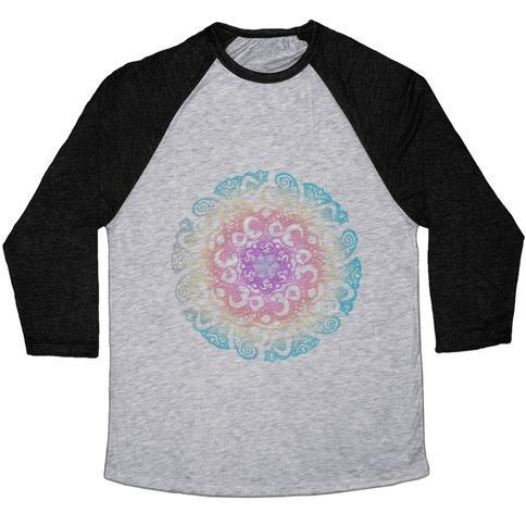 Virgin Teez  Baseball Tee Unisex Tri-Blend Baseball Tee / small / Athletic Gray / Black NAMASTE MANDALA UNISEX TRI-BLEND BASEBALL TEE