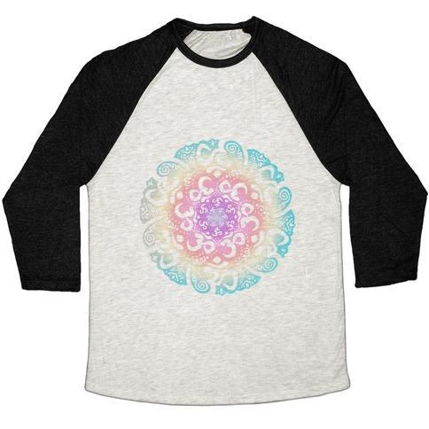 Virgin Teez  Baseball Tee Unisex Tri-Blend Baseball Tee / small / Oatmeal / Black NAMASTE MANDALA UNISEX TRI-BLEND BASEBALL TEE