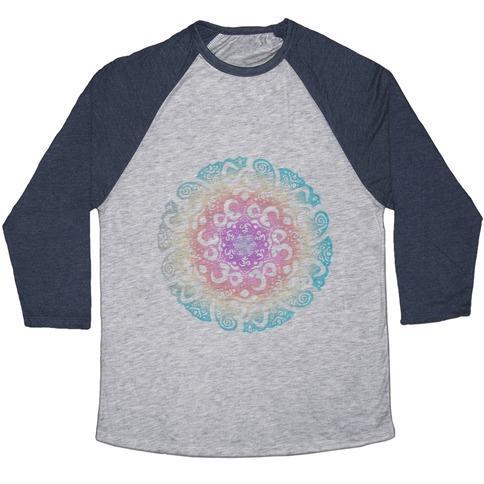 Virgin Teez  Baseball Tee Unisex Tri-Blend Baseball Tee / small / Athletic Gray / Navy NAMASTE MANDALA UNISEX TRI-BLEND BASEBALL TEE