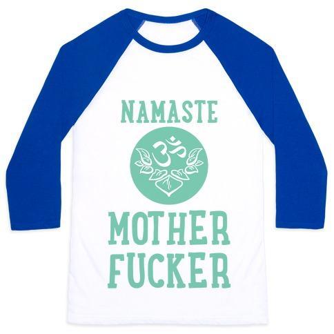 Virgin Teez  Baseball Tee Unisex Classic Baseball Tee / x-small / White/Blue NAMASTE MOTHERF***ER UNISEX CLASSIC BASEBALL TEE