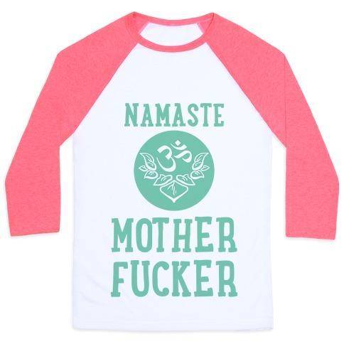 Virgin Teez  Baseball Tee Unisex Classic Baseball Tee / x-small / White/Neon Pink NAMASTE MOTHERF***ER UNISEX CLASSIC BASEBALL TEE
