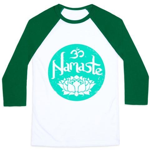 Virgin Teez  Baseball Tee Unisex Classic Baseball Tee / x-small / White/Dark Green NAMASTE UNISEX CLASSIC BASEBALL TEE
