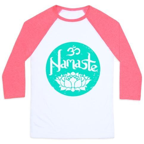 Virgin Teez  Baseball Tee Unisex Classic Baseball Tee / x-small / White/Neon Pink NAMASTE UNISEX CLASSIC BASEBALL TEE