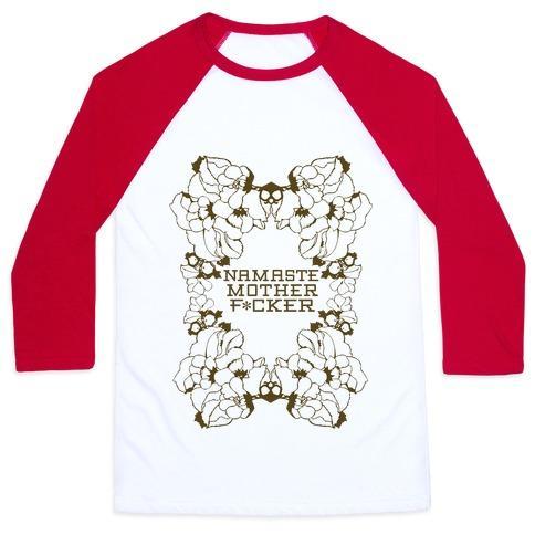 Virgin Teez  Baseball Tee Unisex Classic Baseball Tee / x-small / White/Red NAMASTE UNISEX CLASSIC BASEBALL TEE