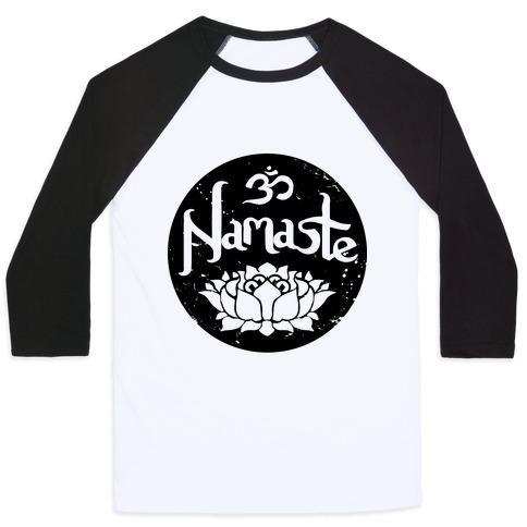 Virgin Teez  Baseball Tee Unisex Classic Baseball Tee / x-small / White/Black NAMASTE UNISEX CLASSIC BASEBALL TEE