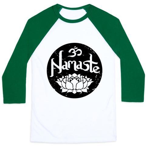 Virgin Teez  Baseball Tee Unisex Classic Baseball Tee / x-small / White/Dark Green NAMASTE UNISEX CLASSIC BASEBALL TEE