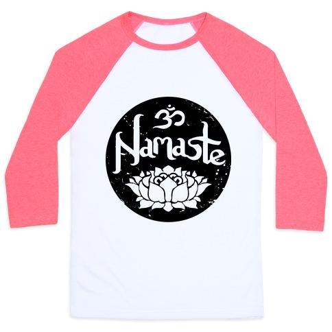 Virgin Teez  Baseball Tee Unisex Classic Baseball Tee / x-small / White/Neon Pink NAMASTE UNISEX CLASSIC BASEBALL TEE