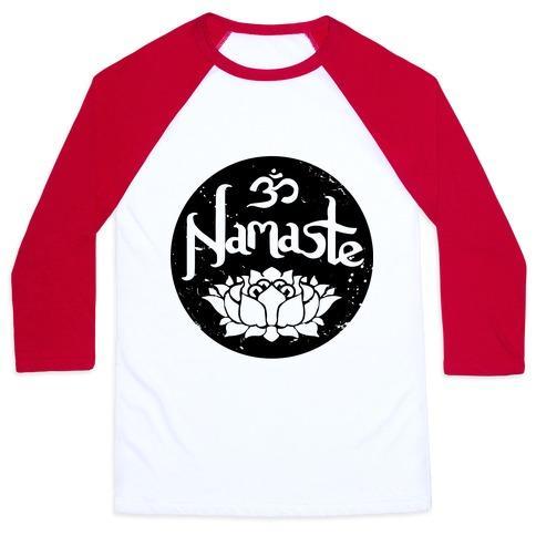 Virgin Teez  Baseball Tee Unisex Classic Baseball Tee / x-small / White/Red NAMASTE UNISEX CLASSIC BASEBALL TEE