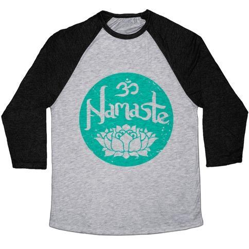 Virgin Teez  Baseball Tee Unisex Tri-Blend Baseball Tee / small / Athletic Gray / Black NAMASTE UNISEX TRI-BLEND BASEBALL TEE