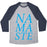 Virgin Teez  Baseball Tee Unisex Tri-Blend Baseball Tee / small / Athletic Gray / Navy NAMASTE UNISEX TRI-BLEND BASEBALL TEE