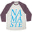 Virgin Teez  Baseball Tee Unisex Tri-Blend Baseball Tee / small / Oatmeal / Maroon NAMASTE UNISEX TRI-BLEND BASEBALL TEE
