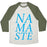 Virgin Teez  Baseball Tee Unisex Tri-Blend Baseball Tee / small / Oatmeal / Moss NAMASTE UNISEX TRI-BLEND BASEBALL TEE