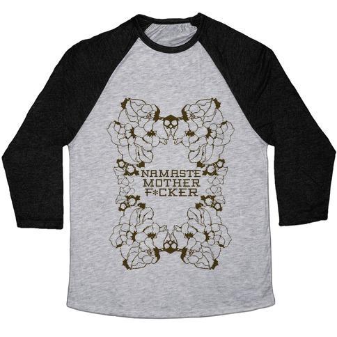 Virgin Teez  Baseball Tee Unisex Tri-Blend Baseball Tee / small / Athletic Gray / Black NAMASTE UNISEX TRI-BLEND BASEBALL TEE