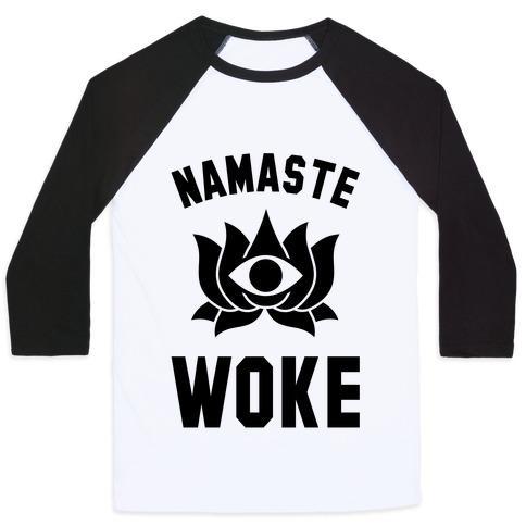 Virgin Teez  Baseball Tee Unisex Classic Baseball Tee / x-small / White/Black NAMASTE WOKE UNISEX CLASSIC BASEBALL TEE