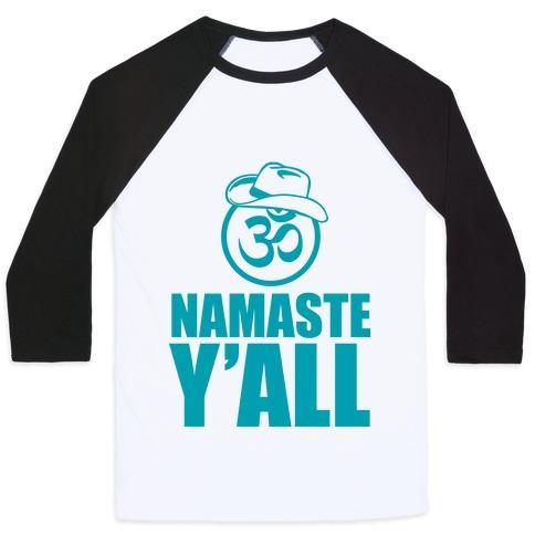 Virgin Teez  Baseball Tee Unisex Classic Baseball Tee / x-small / White/Black NAMASTE Y'ALL (TANK) UNISEX CLASSIC BASEBALL TEE