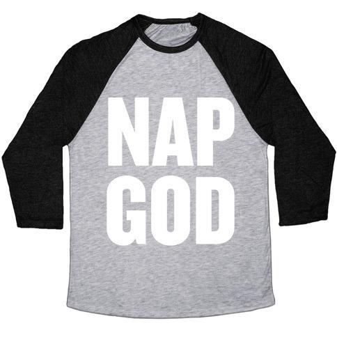Virgin Teez  Baseball Tee Unisex Tri-Blend Baseball Tee / small / Athletic Gray / Black NAP GOD UNISEX TRI-BLEND BASEBALL TEE