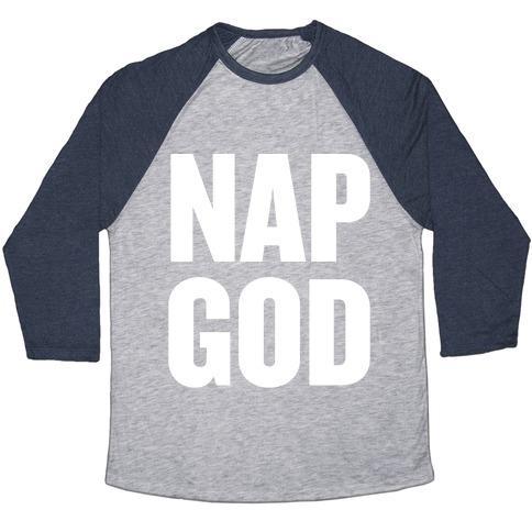 Virgin Teez  Baseball Tee Unisex Tri-Blend Baseball Tee / small / Athletic Gray / Navy NAP GOD UNISEX TRI-BLEND BASEBALL TEE