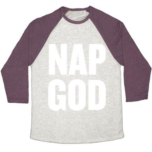 Virgin Teez  Baseball Tee Unisex Tri-Blend Baseball Tee / small / Oatmeal / Maroon NAP GOD UNISEX TRI-BLEND BASEBALL TEE