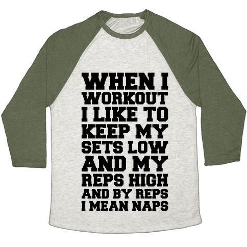 Virgin Teez  Baseball Tee Unisex Tri-Blend Baseball Tee / small / Oatmeal / Moss NAP REPETITIONS UNISEX TRI-BLEND BASEBALL TEE