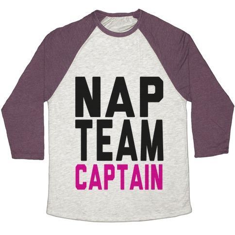Virgin Teez  Baseball Tee Unisex Tri-Blend Baseball Tee / small / Oatmeal / Maroon NAP TEAM CAPTAIN (TANK) UNISEX TRI-BLEND BASEBALL TEE