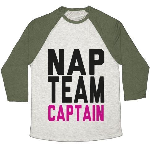 Virgin Teez  Baseball Tee Unisex Tri-Blend Baseball Tee / small / Oatmeal / Moss NAP TEAM CAPTAIN (TANK) UNISEX TRI-BLEND BASEBALL TEE