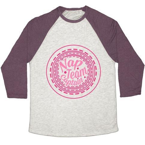 Virgin Teez  Baseball Tee Unisex Tri-Blend Baseball Tee / small / Oatmeal / Maroon NAP TEAM CAPTAIN UNISEX TRI-BLEND BASEBALL TEE