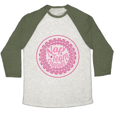 Virgin Teez  Baseball Tee Unisex Tri-Blend Baseball Tee / small / Oatmeal / Moss NAP TEAM CAPTAIN UNISEX TRI-BLEND BASEBALL TEE