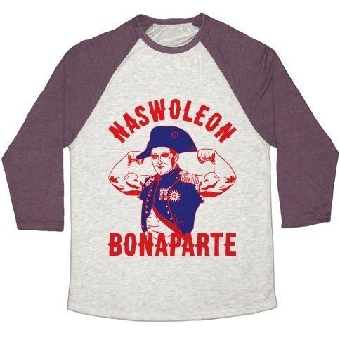 Virgin Teez  Baseball Tee Unisex Tri-Blend Baseball Tee / small / Oatmeal / Maroon NASWOLEON BONAPARTE UNISEX TRI-BLEND BASEBALL TEE