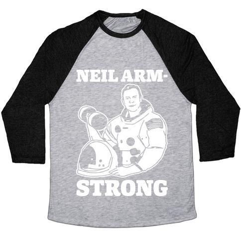 Virgin Teez  Baseball Tee Unisex Tri-Blend Baseball Tee / small / Athletic Gray / Black NEIL ARM-STRONG LIFTING UNISEX TRI-BLEND BASEBALL TEE