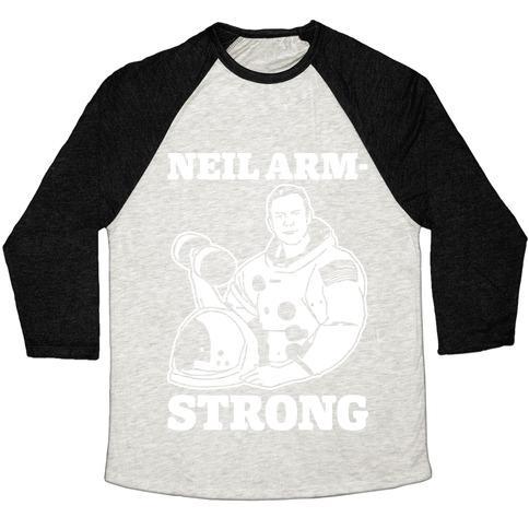 Virgin Teez  Baseball Tee Unisex Tri-Blend Baseball Tee / small / Oatmeal / Black NEIL ARM-STRONG LIFTING UNISEX TRI-BLEND BASEBALL TEE
