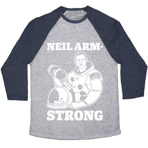 Virgin Teez  Baseball Tee Unisex Tri-Blend Baseball Tee / small / Athletic Gray / Navy NEIL ARM-STRONG LIFTING UNISEX TRI-BLEND BASEBALL TEE
