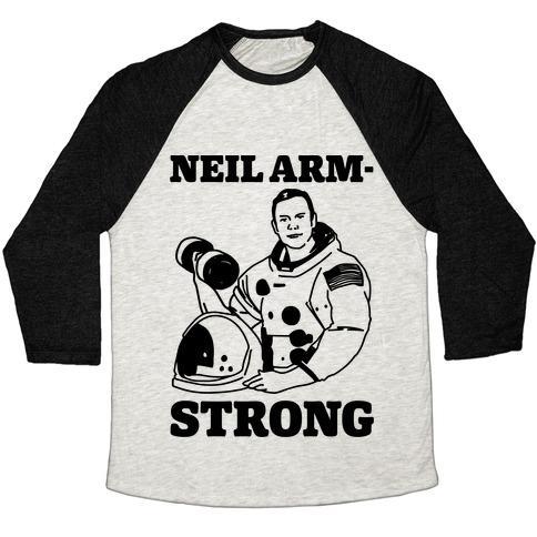 Virgin Teez  Baseball Tee Unisex Tri-Blend Baseball Tee / small / Oatmeal / Black NEIL ARM-STRONG LIFTING UNISEX TRI-BLEND BASEBALL TEE