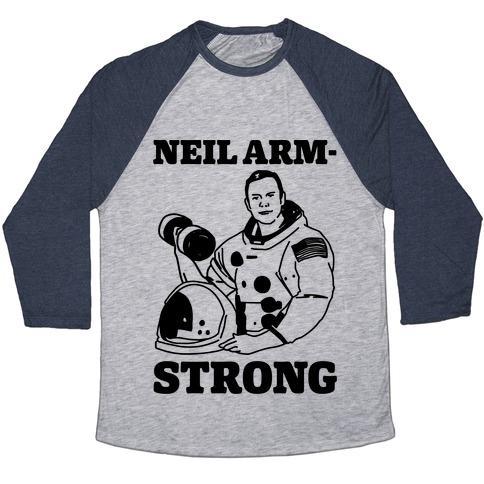 Virgin Teez  Baseball Tee Unisex Tri-Blend Baseball Tee / small / Athletic Gray / Navy NEIL ARM-STRONG LIFTING UNISEX TRI-BLEND BASEBALL TEE