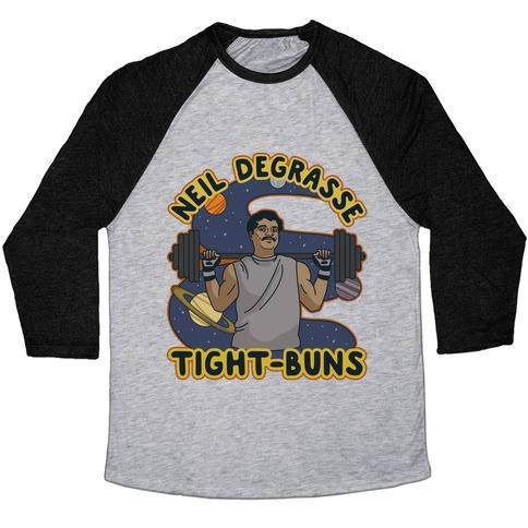 Virgin Teez  Baseball Tee Unisex Tri-Blend Baseball Tee / small / Athletic Gray / Black NEIL DEGRASSE TIGHT-BUNS UNISEX TRI-BLEND BASEBALL TEE