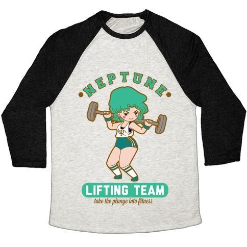 Virgin Teez  Baseball Tee Unisex Tri-Blend Baseball Tee / small / Oatmeal / Black NEPTUNE LIFTING TEAM UNISEX TRI-BLEND BASEBALL TEE