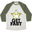 Virgin Teez  Baseball Tee Unisex Tri-Blend Baseball Tee / small / Oatmeal / Moss NERD RUN UNISEX TRI-BLEND BASEBALL TEE