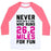 Virgin Teez  Baseball Tee Unisex Classic Baseball Tee / x-small / White/Neon Pink NEVER MESS WITH A GIRL WHO RUNS 26.2 MILES FOR FUN UNISEX CLASSIC BASEBALL TEE