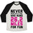 Virgin Teez  Baseball Tee Unisex Tri-Blend Baseball Tee / small / Oatmeal / Black NEVER MESS WITH A GIRL WHO RUNS 26.2 MILES FOR FUN UNISEX TRI-BLEND BASEBALL TEE