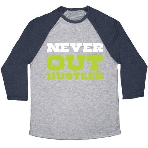 Virgin Teez  Baseball Tee Unisex Tri-Blend Baseball Tee / small / Athletic Gray / Navy NEVER OUT HUSTLED UNISEX TRI-BLEND BASEBALL TEE