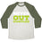 Virgin Teez  Baseball Tee Unisex Tri-Blend Baseball Tee / small / Oatmeal / Moss NEVER OUT HUSTLED UNISEX TRI-BLEND BASEBALL TEE