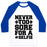 Virgin Teez  Baseball Tee Unisex Classic Baseball Tee / x-small / White/Blue NEVER TOO SORE FOR A SELFIE UNISEX CLASSIC BASEBALL TEE