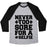 Virgin Teez  Baseball Tee Unisex Tri-Blend Baseball Tee / small / Athletic Gray / Black NEVER TOO SORE FOR A SELFIE UNISEX TRI-BLEND BASEBALL TEE
