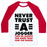 Virgin Teez  Baseball Tee Unisex Classic Baseball Tee / x-small / White/Red NEVER TRUST A JOGGER UNISEX CLASSIC BASEBALL TEE