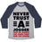 Virgin Teez  Baseball Tee Unisex Tri-Blend Baseball Tee / small / Athletic Gray / Navy NEVER TRUST A JOGGER UNISEX TRI-BLEND BASEBALL TEE